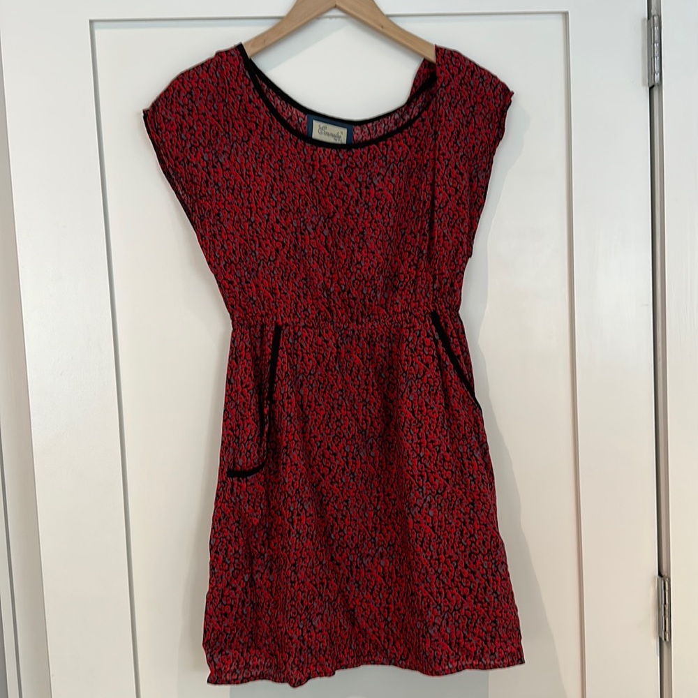 Vintage red and black floral dress